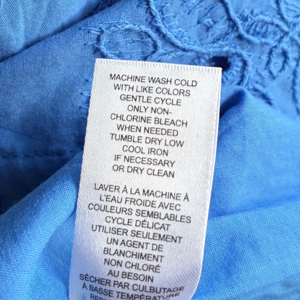 🆕 Tahari Spring Blue Embroidered Shirt Dress XS Belted Button Front Midi Cotton - Picture 17 of 17